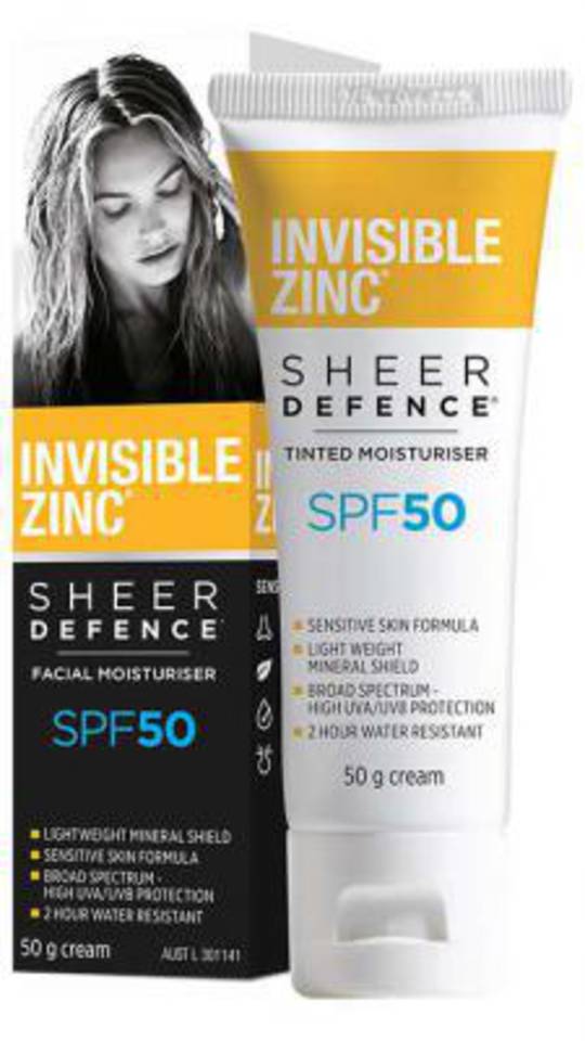  INVISIBLE ZINC® Sheer Defence Moisturiser SPF 50- UNTINTED 50g